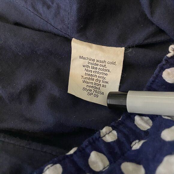 J Crew Strapless Dress Size 4 Blue White Polka Dot Midi Cotton A-Line Zip Pinup - Picture 9 of 9